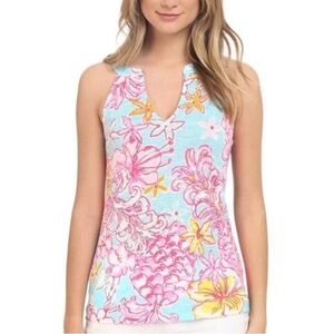 Lilly Pulitzer Floral Tank Top in Pink and Yellow